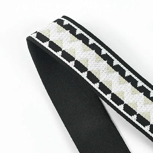 2/5 m, 38/50 mm, Nylon-Jacquard-Gurtband für Taschengurte, ethnisch bedruckt, dekorative Bänder, Rucksack, Kleidung, Flechtbänder, Nähbesätze, 0460 Schwarz, 50 mm, 5 Meter von AYHTUD