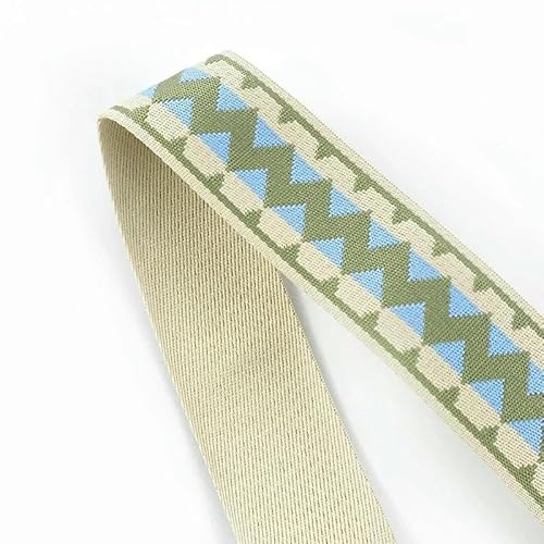 2/5 m, 38/50 mm, Nylon-Jacquard-Gurtband für Taschengurte, ethnisch bedruckt, dekorative Bänder, Rucksack, Kleidung, Flechtbänder, Nähbesätze, 0461 Hellgrün, 50 mm, 5 Meter von AYHTUD