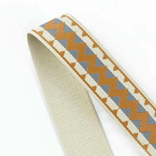 2/5 m, 38/50 mm, Nylon-Jacquard-Gurtband für Taschengurte, ethnisch bedruckt, dekorative Bänder, Rucksack, Kleidung, Flechtbänder, Nähbesätze – 0451 Erdgelb – 50 mm – 5 Meter von AYHTUD