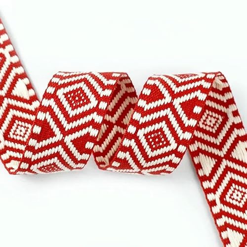 2–10 m, 38 mm, Jacquard-Polyester-Baumwollband, Canvas-Taschengurt, Gürtel, dekoratives Schrägband, Nähzubehör, RD707-501Rot, 2 Meter von AYHTUD