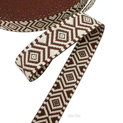 2–10 m, 38 mm, Jacquard-Polyester-Baumwollband, Canvas-Taschengurt, Gürtel, dekoratives Schrägband, Nähzubehör, RD707-502Coffee, 3,0 Meter von AYHTUD