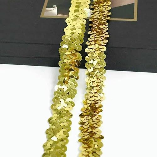 2–20 m, 2 cm, Pailletten-Spitzenstoff, elastisches Band für Tanzkleid, Dekoration, Spitzenbesätze, Stretchband, Kleidungsbesatz, Band, DIY-Zubehör, Gold, 2 cm, 2 Meter von AYHTUD