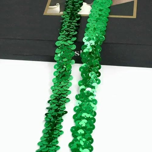 2–20 m, 2 cm, Pailletten-Spitzenstoff, elastisches Band für Tanzkleid, Dekoration, Spitzenbesätze, Stretchband, Kleidungsbesatz, Band, DIY-Zubehör, Grün, 2 cm, 5 Meter von AYHTUD
