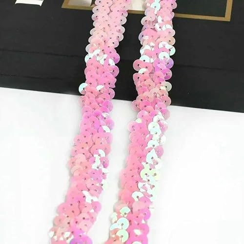 2–20 m, 2 cm, Pailletten-Spitzenstoff, elastisches Band für Tanzkleid, Dekoration, Spitzenbesätze, Stretchband, Kleidungsbesatz, Band, DIY-Zubehör, Hellrosa, 2 cm, 20 Meter von AYHTUD
