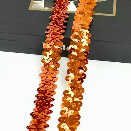 2–20 m, 2 cm, Pailletten-Spitzenstoff, elastisches Band für Tanzkleid, Dekoration, Spitzenbesätze, Stretchband, Kleidungsbesatz, Band, DIY-Zubehör, Orange, 2 cm, 20 Meter von AYHTUD