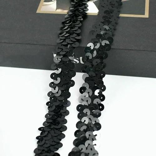 2–20 m, 2 cm, Pailletten-Spitzenstoff, elastisches Band für Tanzkleid, Dekoration, Spitzenbesätze, Stretchband, Kleidungsbesatz, Band, DIY-Zubehör, Schwarz, 2 cm, 2 Meter von AYHTUD