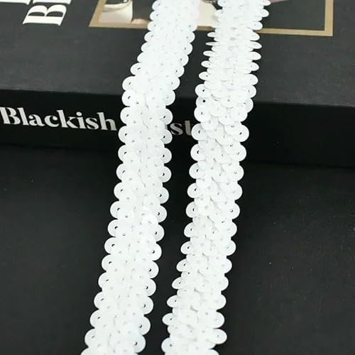 2–20 m, 2 cm, Pailletten-Spitzenstoff, elastisches Band für Tanzkleid, Dekoration, Spitzenbesätze, Stretchband, Kleidungsbesatz, Band, DIY-Zubehör, Weiß, 2 cm, 2 Meter von AYHTUD