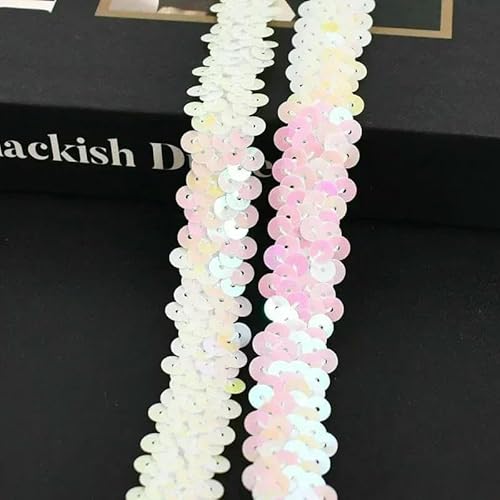 2–20 m, 2 cm, Pailletten-Spitzenstoff, elastisches Band für Tanzkleid, Dekoration, Spitzenbesätze, Stretchband, Kleidungsbesatz, Band, DIY-Zubehör, farbig, weiß, 2 cm, 20 Meter von AYHTUD