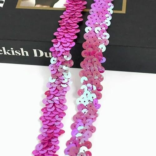 2–20 m, 2 cm, Pailletten-Spitzenstoff, elastisches Band für Tanzkleid, Dekoration, Spitzenbesätze, Stretchband, Kleidungsbesatz, Band, DIY-Zubehör – Hellrosagold – 2 cm – 2 Meter von AYHTUD