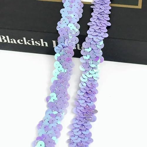 2–20 m, 2 cm, Pailletten-Spitzenstoff, elastisches Band für Tanzkleid, Dekoration, Spitzenbesätze, Stretchband, Kleidungsbesatz, Band, DIY-Zubehör – Hellviolett – 2 cm – 20 Meter von AYHTUD