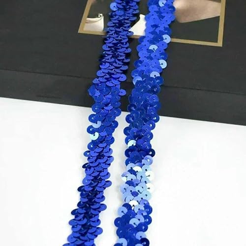 2–20 m, 2 cm, Pailletten-Spitzenstoff, elastisches Band für Tanzkleider, Dekoration, Spitzenbesätze, Stretchband, Kleidungsbesatz, Band, DIY-Zubehör, Königsblau, 2 cm, 5 Meter von AYHTUD