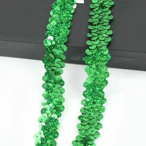 2–20 m, 2 cm, Pailletten-Spitzenstoff, elastisches Band für Tanzkleider, Dekoration, Spitzenbesätze, Stretchband, Kleidungsbesatz, Band, DIY-Zubehör, Lasergrün, 2 cm, 2 Meter von AYHTUD