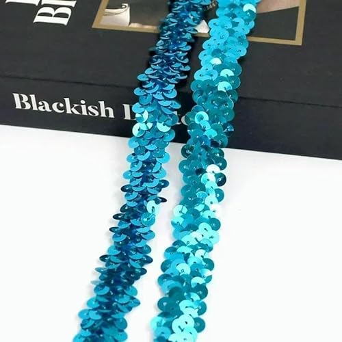 2–20 m, 2 cm, Pailletten-Spitzenstoff, elastisches Band für Tanzkleider, Dekoration, Spitzenbesätze, Stretchband, Kleidungsbesatz, Band, DIY-Zubehör, Seeblau, 2 cm, 5 Meter von AYHTUD