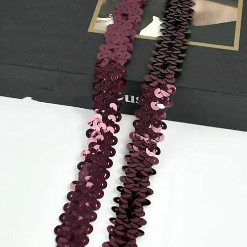 2–20 m, 2 cm, Pailletten-Spitzenstoff, elastisches Band für Tanzkleider, Dekoration, Spitzenbesätze, Stretchband, Kleidungsbesatz, Band, DIY-Zubehör, Weinrot, 2 cm, 2 Meter von AYHTUD