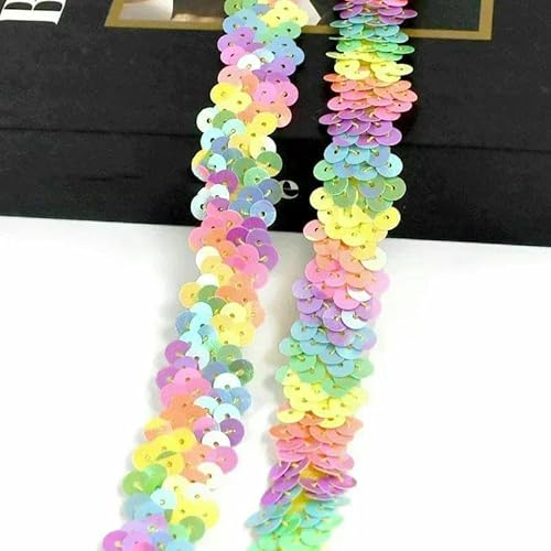 2–20 m, 2 cm, Pailletten-Spitzenstoff, elastisches Band für Tanzkleider, Dekoration, Spitzenbesätze, Stretchband, Kleidungsbesatz, Band, DIY-Zubehör, farbig, 2 cm, 10 Meter von AYHTUD