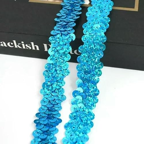 2–20 m, 2 cm, Pailletten-Spitzenstoff, elastisches Band für Tanzkleider, Dekoration, Spitzenbesätze, Stretchband, Kleidungsbesatz, Band, DIY-Zubehör – Laserseeblau – 2 cm – 5 Meter von AYHTUD