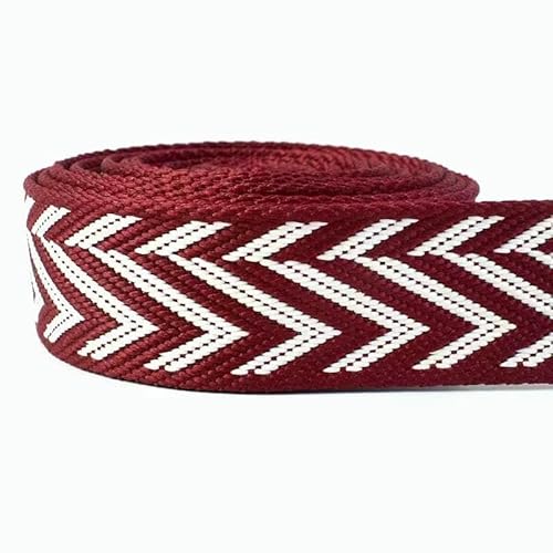 2 Meter 38 mm Jacquard-Gurtband für Taschengurte, ethnisches Band, Gepäckdekor, Nähen, Schrägband, DIY-Gürtel, Schuhe, Zubehör-RD197-Rot-Weiß-38 mm-2 Meter von AYHTUD