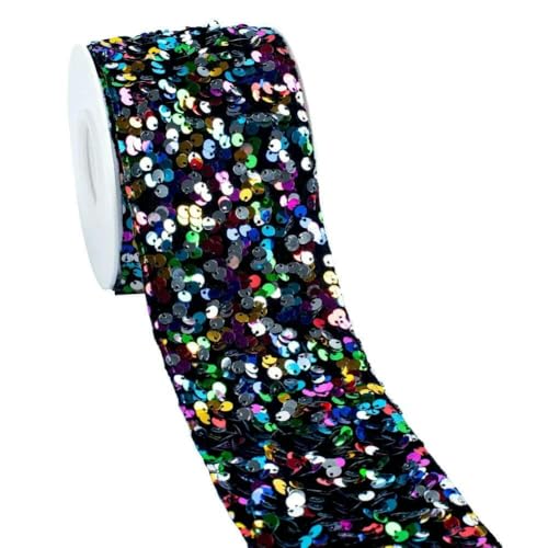 2 Yards Neues Regenbogen-Farbverlaufs-Samtband/Paillettenstoff, wendbarer Glitzer für DIY-Näharbeiten, Basteln-RS01-2 Yards Paillettenband 2 Yards Neues Regenbogen-Farbverlaufs-Samtband/Paillettenstoff, wendbarer Glitzer für DIY-Näharbeiten, Basteln-RS01-2 Yards Paillettenband von AYHTUD