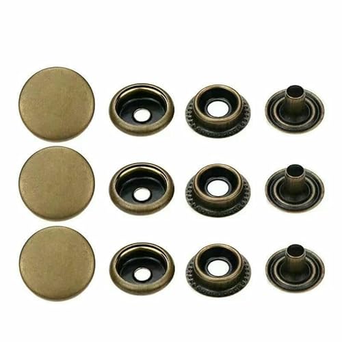 20/50/100 Sets Nr. 201 Nr. 203 Metall-Druckknöpfe, Druckknöpfe, Nähknöpfe für DIY-Kleidung, Kleidersäcke, Lederhandwerk, Bronze, 100 Sets, 15 mm (201) von AYHTUD