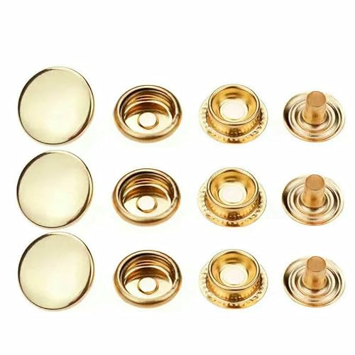 20/50/100 Sets Nr. 201 Nr. 203 Metall-Druckknöpfe, Druckknöpfe, Nähknöpfe für DIY-Kleidung, Kleidersäcke, Lederhandwerk, Hellgold, 100 Sets 15 mm (201) von AYHTUD