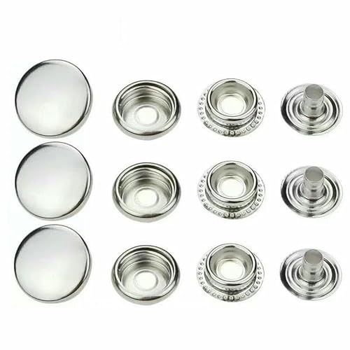 20/50/100 Sets Nr. 201 Nr. 203 Metall-Druckknöpfe, Druckknöpfe, Nähknöpfe für DIY-Kleidung, Kleidersäcke, Lederhandwerk, Silber, 100 Sets, 12,5 mm (203) von AYHTUD