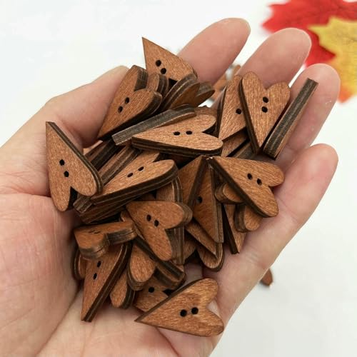 20 Stück/50 Stück Holzknöpfe in Herzform, braune Farbe, 2 Löcher, DIY-Rohmaterialien, Nähen für Scrapbooking, Bastelzubehör, 20 Stück 20 Stück/50 Stück Holzknöpfe in Herzform, braune Farbe, 2 Löcher, DIY-Rohmaterialien, Nähen für Scrapbooking, Bastelzubehör, 20 Stück von AYHTUD