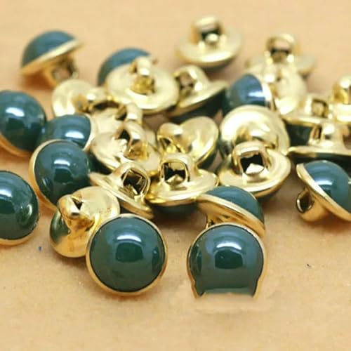 20 Stück 10 mm Knöpfe, rund, Augapfel, dekorative Nähknöpfe, Kupferschaft, Nasen für Puppen und Spielzeug, Nähknöpfe für Kleidung, Dunkelgrün, 40 Stück von AYHTUD