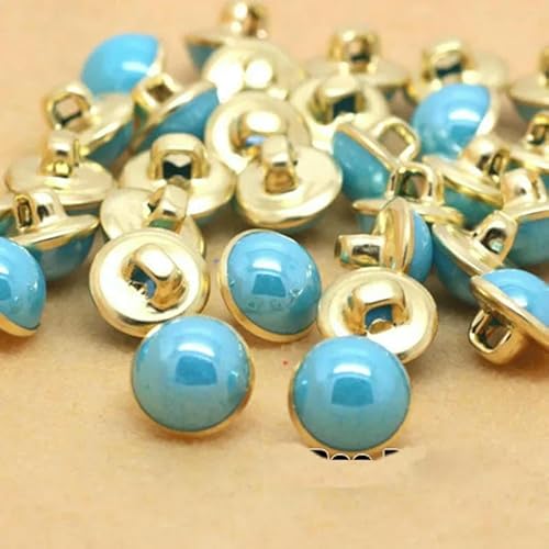 20 Stück 10 mm Knöpfe, rund, Augapfel, dekorative Nähknöpfe, Kupferschaft, Nasen für Puppen und Spielzeug, Nähknöpfe für Kleidung, Seeblau, 80 Stück von AYHTUD