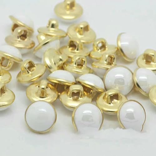20 Stück 10 mm Knöpfe, rund, Augapfel, dekorative Nähknöpfe, Kupferschaft, Nasen für Puppen und Spielzeug, Nähknöpfe für Kleidung, Weiß, 40 Stück von AYHTUD
