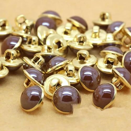 20 Stück 10 mm Knöpfe, runde Augapfel-Nähknöpfe, dekorative Knöpfe, Kupferschaftnasen für Puppen und Spielzeug, Nähknöpfe für Kleidung, Braun, 80 Stück von AYHTUD