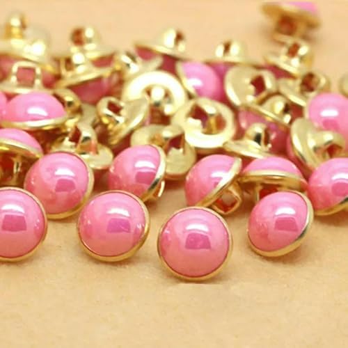 20 Stück 10 mm Knöpfe, runde Augapfel-Nähknöpfe, dekorative Knöpfe, Kupferschaftnasen für Puppen und Spielzeug, Nähknöpfe für Kleidung, Pink, 40 Stück von AYHTUD