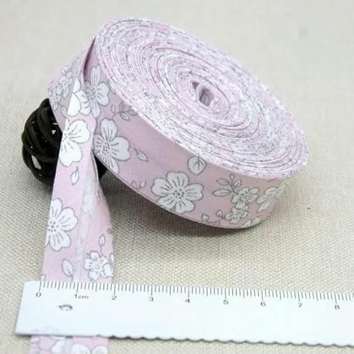 20 mm Baumwoll-Schrägband mit Blumendruck, Schrägband zum Nähen von DIY-Kleidungszubehör, Stoffband, 25–20 mm von AYHTUD