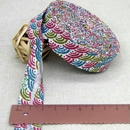 20 mm Baumwoll-Schrägband mit Blumendruck, Schrägband zum Nähen von DIY-Kleidungszubehör, Stoffband, 28–20 mm von AYHTUD