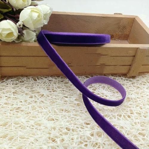 200 Yards/Rolle, 10 mm Samtbänder, DIY-Stirnband, Fliege, Ohrringe, Bastelmaterial, Weihnachten, Halloween, Hochzeits-Verpackungsbänder – Dunkelviolett – 10 mm breit von AYHTUD
