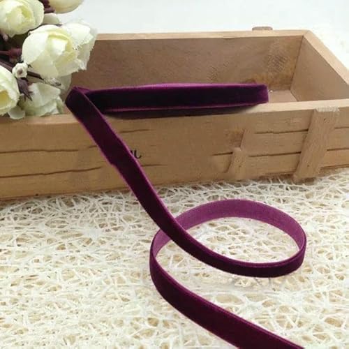 200 Yards/Rolle, 10 mm Samtbänder, DIY-Stirnband, Fliege, Ohrringe, Bastelmaterial, Weihnachten, Halloween, Hochzeits-Verpackungsbänder – Lila Rot – 10 mm breit von AYHTUD