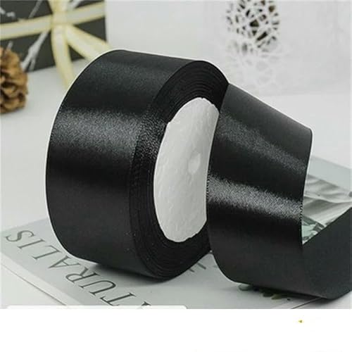 200 Yards Logo Seidenfleckenband Einzelband Hochzeitsfeier Dekoration Weihnachtsblume DIY Verpackung-Schwarz-13,0 mm von AYHTUD