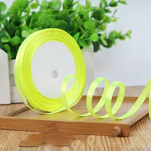25 Yards/Rolle 6 mm Satinbänder für Hochzeiten, Geburtstage, Partys, Geschenkband, Weihnachten, Halloween, Festivalbedarf, DIY-Bastelband, 58 Neongelb, 22 Meter Länge 25 Yards/Rolle 6 mm Satinbänder für Hochzeiten, Geburtstage, Partys, Geschenkband, Weihnachten, Halloween, Festivalbedarf, DIY-Bastelband, 58 Neongelb, 22 Meter Länge von AYHTUD