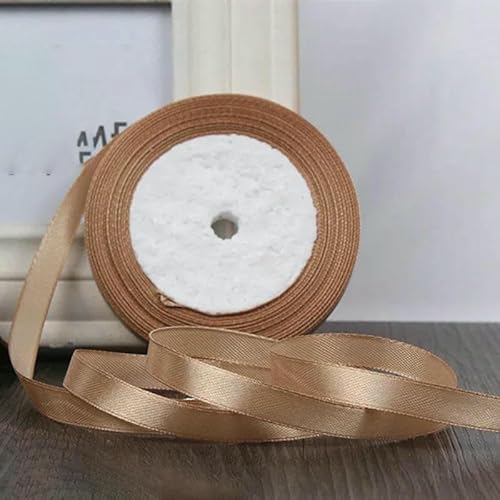 25 Yards Polyester-Satinbänder, Handarbeiten, Weihnachtsdeko-Klebeband, Materialien zum Selbermachen, Nähen, Basteln, Zubehör, Schleifen zum Verpacken, Hellbraunes Band, 6 mm 25 Yards Polyester-Satinbänder, Handarbeiten, Weihnachtsdeko-Klebeband, Materialien zum Selbermachen, Nähen, Basteln, Zubehör, Schleifen zum Verpacken, Hellbraunes Band, 6 mm von AYHTUD