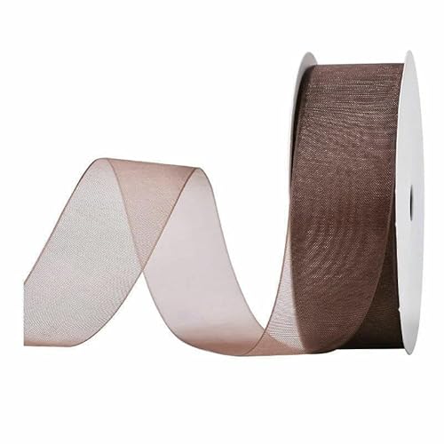 25 Yards Traum-Chiffon-Organzaband „Happy Birthday“, Valentinstag, Verpackung, Party, Blumenstrauß, Schleife, Dekorationsmaterial, Braun (25 mm), 25 Yards (22 Meter) von AYHTUD
