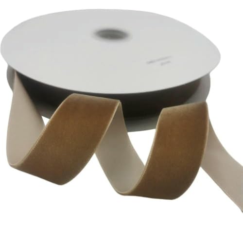 25 mm, 25 Yards, 31 Farben, einseitiges Samtband für handgefertigte Blumenstraußverpackungen, Partydekoration, Weihnachtsstreifen, DK Beige V111, 25 mm x 25 Yards 25 mm, 25 Yards, 31 Farben, einseitiges Samtband für handgefertigte Blumenstraußverpackungen, Partydekoration, Weihnachtsstreifen, DK Beige V111, 25 mm x 25 Yards von AYHTUD