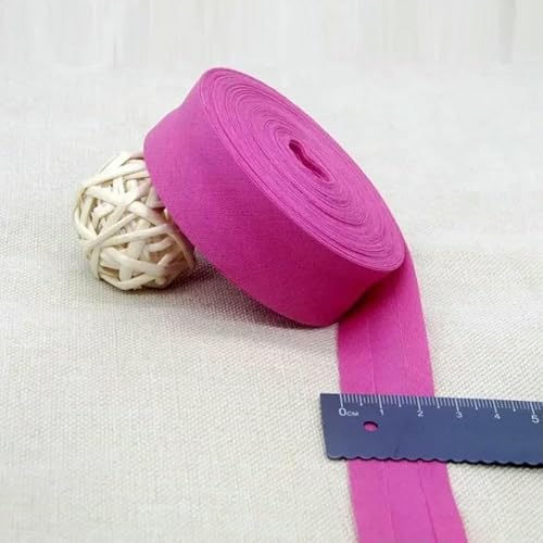 25 mm (1 Zoll) breites Schrägband aus Baumwolle, Rückseite gebügelt, einfach gefaltetes Stoffband für Nähzubehör zum Basteln von Kleidungsstücken, 13–25 mm x 5 m von AYHTUD