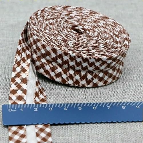 25 mm Schrägband, 100% Baumwolle, karierte Stoffe, Kederstoffstreifen für DIY-Nähbänder, 09–25 mm x 10 Meter von AYHTUD