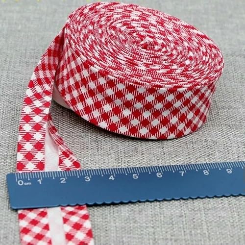 25 mm Schrägband, 100% Baumwolle, karierte Stoffe, Kederstreifen für DIY-Nähbänder, 02, 25 mm x 10 Meter von AYHTUD