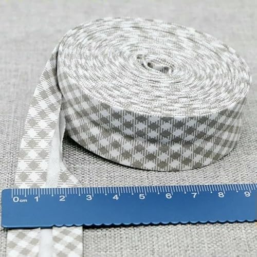 25 mm Schrägband, 100% Baumwolle, karierte Stoffe, Kederstreifen für DIY-Nähbänder, 05–25 mm x 10 Meter von AYHTUD