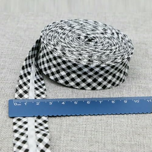 25 mm Schrägband, 100% Baumwolle, karierte Stoffe, Kederstreifen für DIY-Nähbänder, 11–25 mm x 10 Meter 25 mm Schrägband, 100% Baumwolle, karierte Stoffe, Kederstreifen für DIY-Nähbänder, 11–25 mm x 10 Meter von AYHTUD