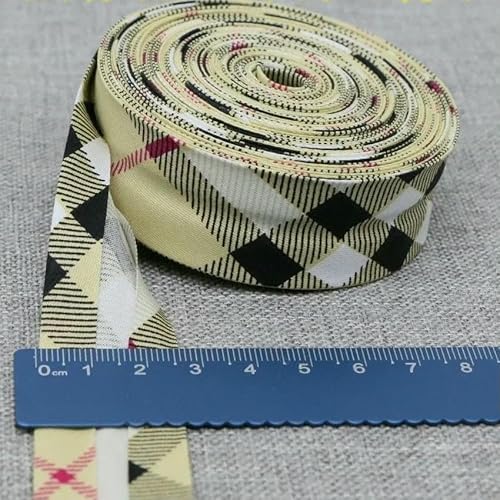 25 mm Schrägband, 100% Baumwolle, karierte Stoffe, Kederstreifen für DIY-Nähbänder, 40–25 mm x 10 Meter von AYHTUD