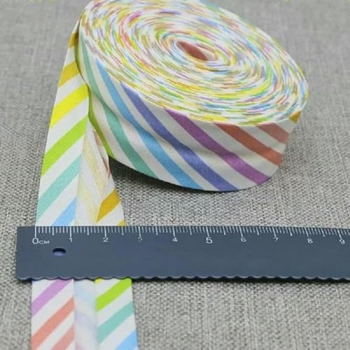 25 mm gefaltetes Schrägband aus Baumwolle, gebügeltes Schrägband für Kleidungsstücke, Tischdecken, DIY-Bastelarbeiten, Nähen, Stoffband, 10 m/Rolle, 15 m/Rolle, X09, 25 mm x 15 m von AYHTUD