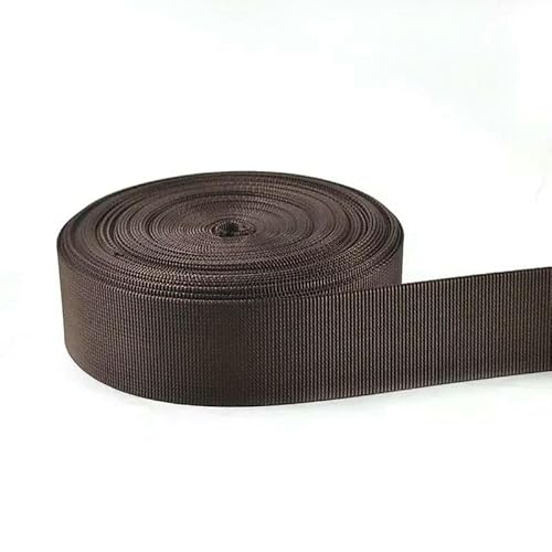 3,0 Meter farbiges Nylon-Gurtband, 20/25/32/38/50 mm, zum Nähen, Schrägband, Riemen, Rucksack, dekoratives Geflecht, Bastelbedarf, Kaffeebraun, 25 mm von AYHTUD
