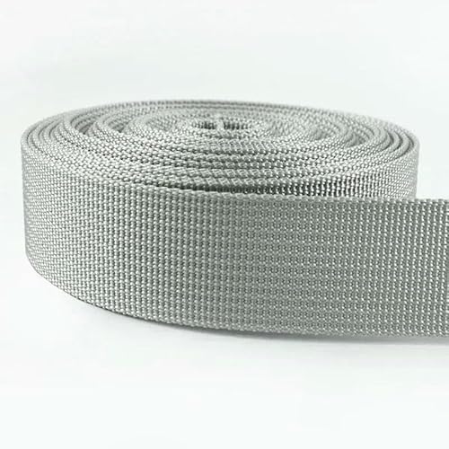 3,0 Meter farbiges Nylon-Gurtband, 20/25/32/38/50 mm, zum Nähen, Schrägband, Riemen, Rucksack, dekoratives Geflecht, Bastelbedarf, Silbergrau, 38 mm von AYHTUD