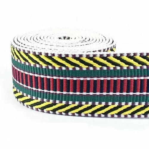 3/5 Meter 38/50 mm Polyester-Jacquard-Gurtband, dickes Band, Taschengurt, Gürtel für DIY-Kleidung, Schrägband, Nähzubehör, Gelb, 38 mm, 5 Meter von AYHTUD